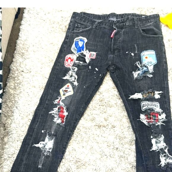 Dsquared2 Kenny Patchwork Made in Italy Black Skinny Jeans - Picture 4 of 13